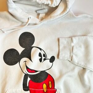 Disney Parks White Mickey Mouse Graphic Hoodie Sweatshirt Women's Small *Read